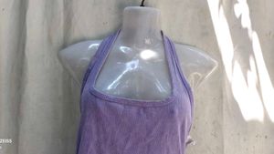 Lavender Ribbed Halter Neck Crop Top