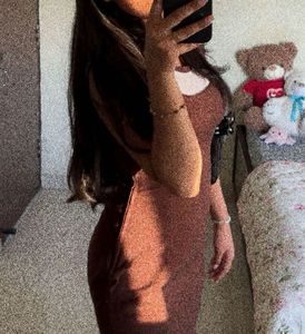 Brown Spaghetti Strap Dress