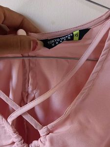 Tokyo talkies Pink Crisscross Top