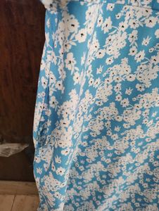 Blue Floral Puff Sleeve Dress