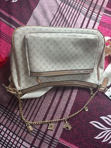 Max Stylish White & Beige Crossbody Bag