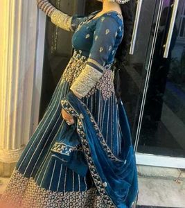 Elegant Teal Embroidered Lehenga Choli