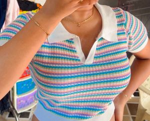 Rainbow Striped Knit Top
