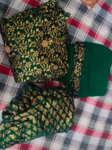 Green &amp; Gold Embroidered Outfit