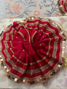 Red &amp; Gold Laddu Gopal Fancy Dress Size 5'6'7
