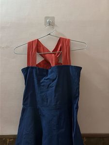 Chic Blue &amp; Orange Halter Neck Dress