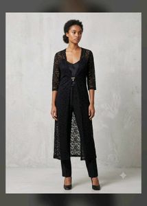 Elegant Black Lace Long Jacket/Cardigan
