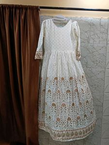 Elegant Embroidered long Anarkali Kurta with Pant