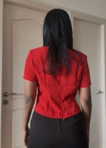 Red Floral Blouse