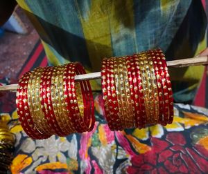 2 hand Red & Gold Bangles Set
