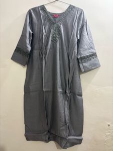 Grey Kurti with Lace design