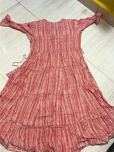 Red Striped Embroidered Kurta 30 to 36