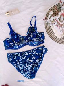 Floral Lingerie Set - Blue