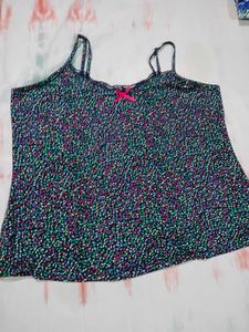 Cute Printed Camisole with Pink Bow