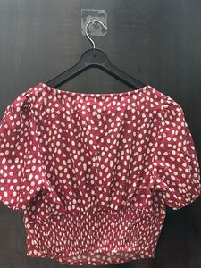 Red &amp; White Polka Dot Crop Top