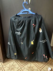 Embroidered Mini Black Skirt