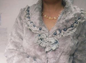 Designer Party Wear Fur Coat With Net Frills And P