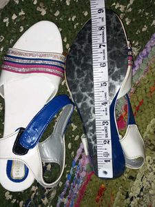 Sparkling White Wedge Sandals