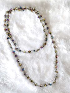 Iridescent Beaded Long Necklace