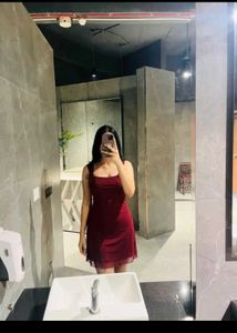 Chic Red Mesh Trim Mini Dress