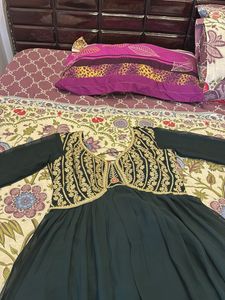 Elegant Green Ethnic Gown with Gold  Embroidery an