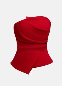 Red Strapless Peplum Top
