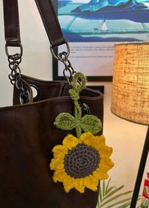 Handmade Crochet Sunflower bagcharm keychain