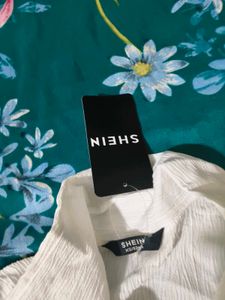 Chic White Textured Button-Up Shirt
