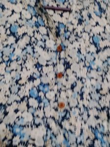 Blue Floral Print Tunic Top