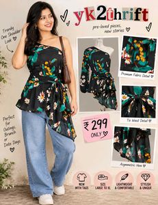 Trendy One Shoulder Floral Top