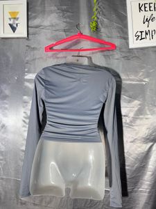 SHEIN Gray Long Sleeve Crop Top