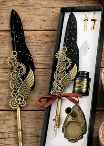 Steampunk Feather Quill Pen Set