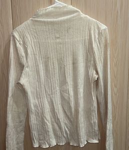 Off-White Ribbed Long Sleeve Top