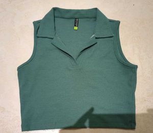 Polo Collar Crop Top