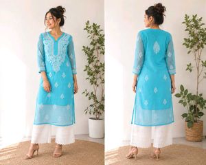 Blue Chikankari Kurta set