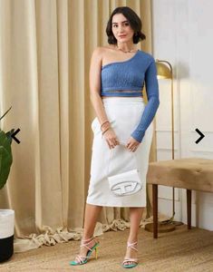 Stylish Blue One-Shoulder Crop Top