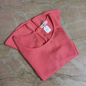 Coral Peplum Textured Top