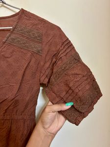 Boho Brown Tiered Mini Dress