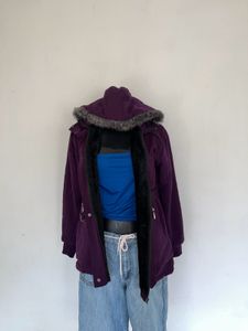 Purple Hooded Winter Coat