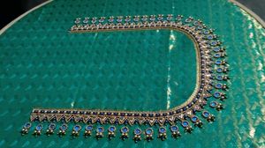 Elegant Blue &amp; Silver Blouse Neckline