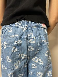 Heart Print Denim Jeans