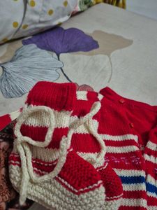 Baby Red Striped Knit Set