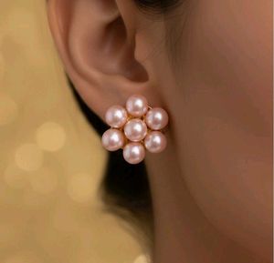 Elegant Pink Pearl Necklace &amp; Earring Set