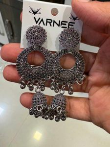 Oxidised Silver Jhumka Earrings