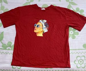 Stylish maroon Graphic Print T-shirt - 1