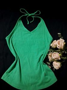 Green Halter Neck Tank Top