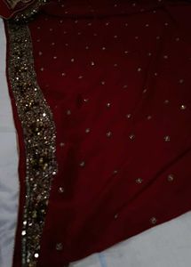 Beautiful dark red saree
