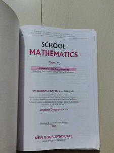School Mathematics Book for Grade VI