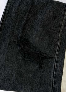 Acid Wash Charcoal Grey Ripped Straight-Fit Jeans