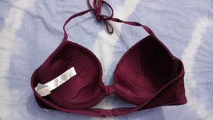 Maroon Textured Bikini Top